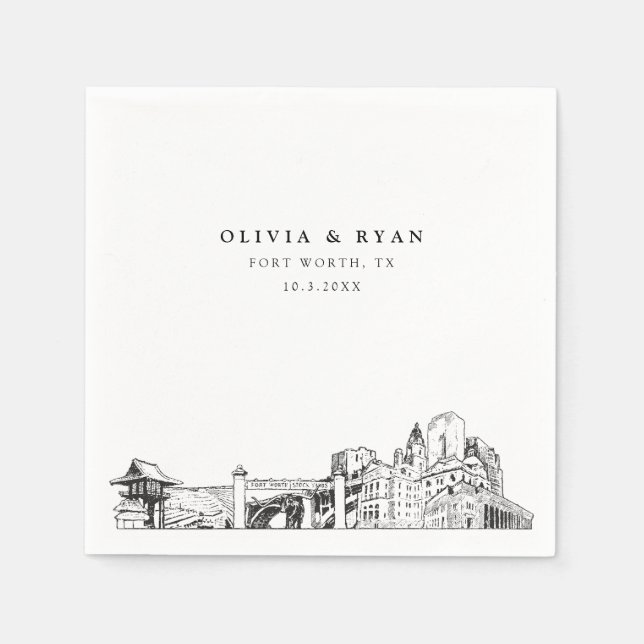 Serviette En Papier Fort Worth Mariage Paper Cocktail Napkin (Devant)