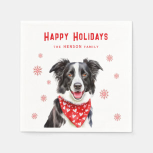 Serviette En Papier Foulard rouge à coeur pour Border Collie festif No