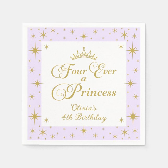 Serviette En Papier Four Ever a Princess Gold Princess 4e anniversaire (Devant)