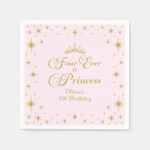 Serviette En Papier Four Ever a Princess Gold Princess 4e anniversaire