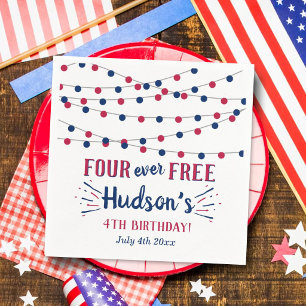 Serviette En Papier Four Ever Free ! Fête du 4 juillet Anniversaire 4