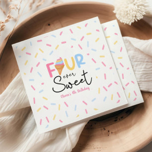 Serviette En Papier Four Ever Sweet Ice Cream 4e fête d'anniversaire