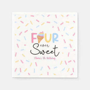 Serviette En Papier Four Ever Sweet Ice Cream 4e fête d'anniversaire