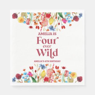 Serviette En Papier Four Ever Wild Fleur sauvage 4e fête d'anniversair