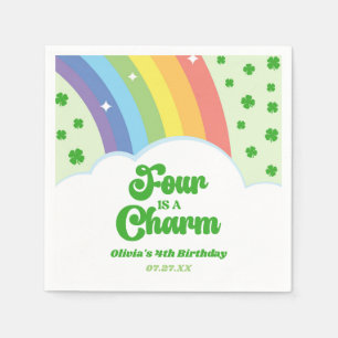 Serviette En Papier Four Is A Charm Rainbow 4e fête d'anniversaire