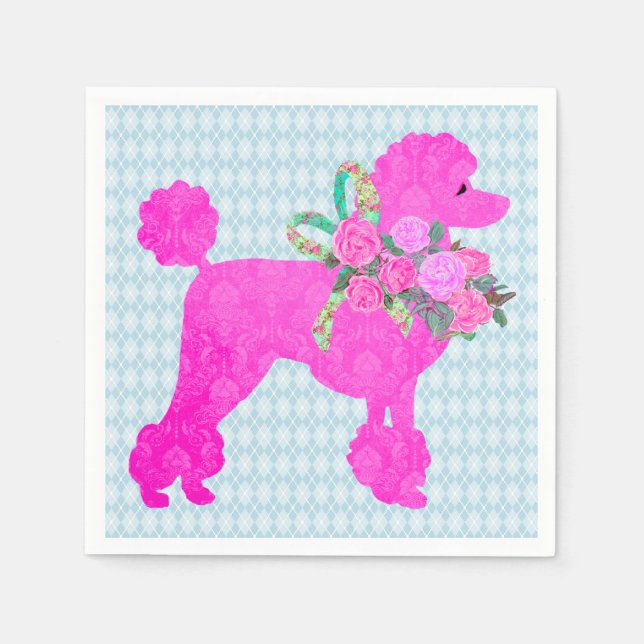 Serviette En Papier Fournitures de fête de caniche rose (Devant)