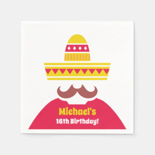 Serviette En Papier Fournitures Mexicaine Sombrero Mustache Anniversai