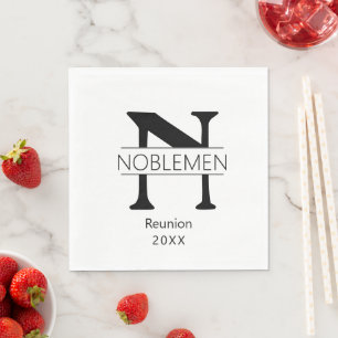 Serviette En Papier Fournitures Monogram Napkin Family Reunion Party