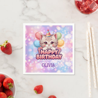 Serviette En Papier Fournitures pour fête d'anniversaire de chat migno