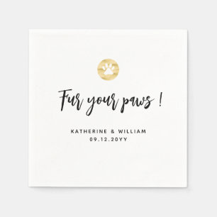 Serviette En Papier Fourrez vos pattes Pet Pet Thème Gold Paw Mariage 