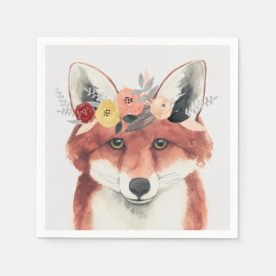 Serviette En Papier Fox de forestier de couronne de fleur