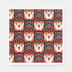 Serviette En Papier Fox Et Nature Art Populaire Nordique