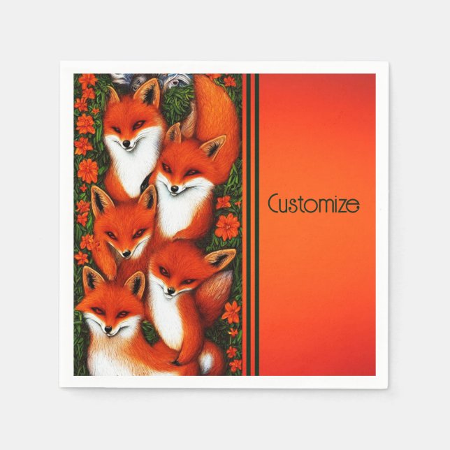 Serviette En Papier Foxy Fun Orange (Devant)