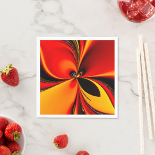 Serviette En Papier Fractale Orange Fury