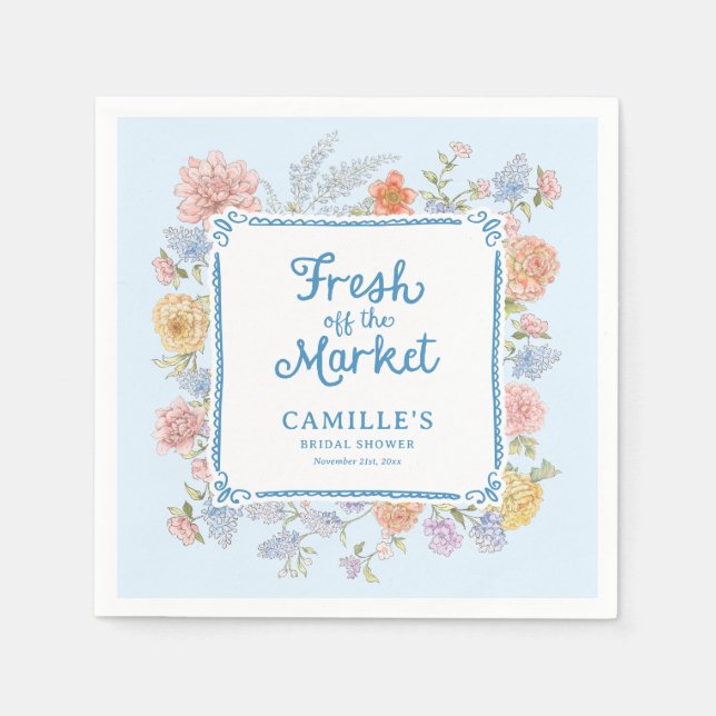 Serviette En Papier Fraîche de la Fête des mariées Bleue du Marché (Devant)