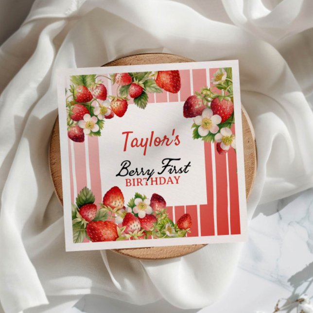 Serviette En Papier Fraise 1er anniversaire (Créateur téléchargé)
