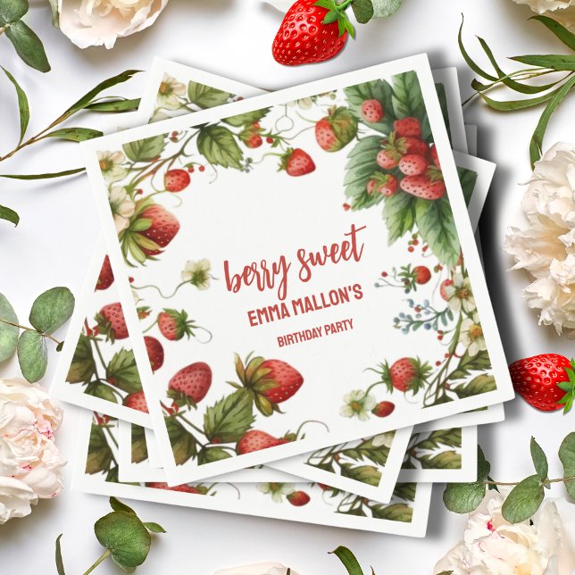 Serviette En Papier fraise 1er anniversaire Berry 1er (Créateur téléchargé)