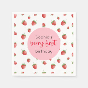 Serviette En Papier fraise 1er anniversaire Berry 1er