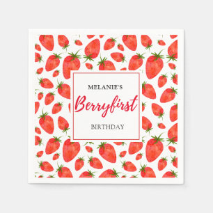 Serviette En Papier Fraise 1er anniversaire Berry Motif