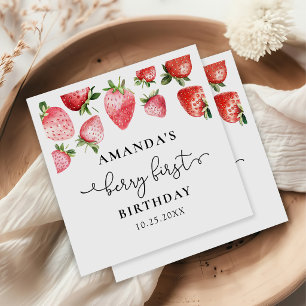 Serviette En Papier Fraise 1er Anniversaire Berry Sweet One 