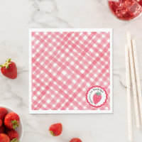 Fraise 1er Anniversaire Serviettes - Aquarelle rou