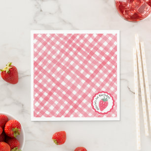 Serviette En Papier Fraise 1er Anniversaire Serviettes - Aquarelle rou