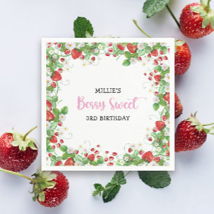 Serviette En Papier Fraise Berry Sweet Anniversaire