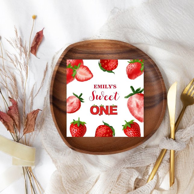 Serviette En Papier Fraise Berry Sweet Anniversaire| Berry First (Créateur téléchargé)