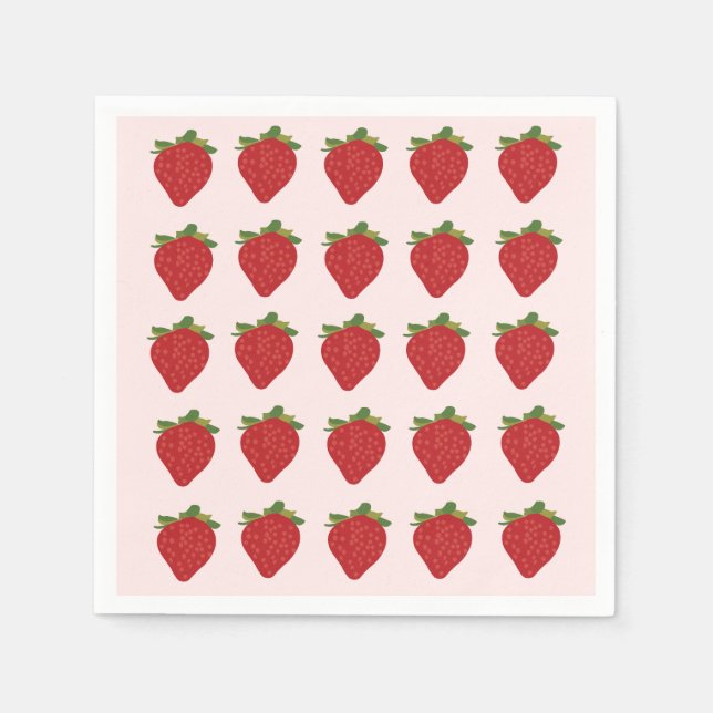 Serviette En Papier Fraise Berry Sweet Anniversaire Fraises (Devant)