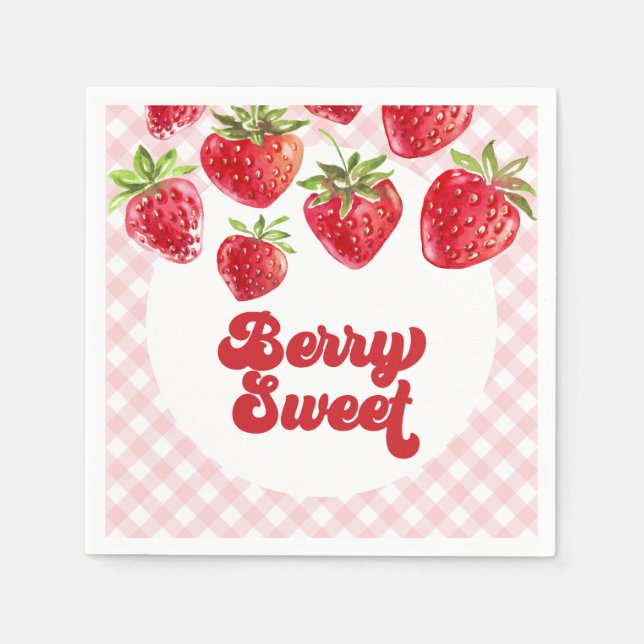 Serviette En Papier Fraise Berry Sweet Plaques de papier d'anniversair (Devant)