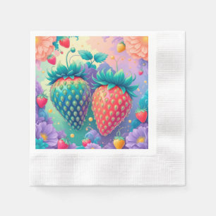Serviette En Papier Fraise colorée