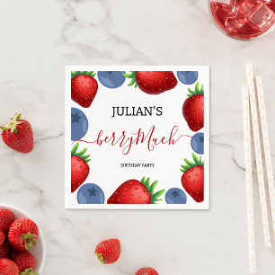 Serviette En Papier Fraise et bleuets Fille Anniversaire