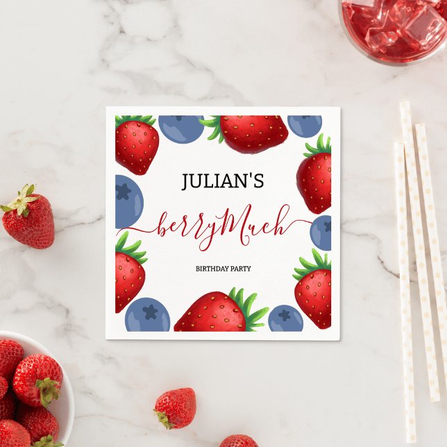 Serviette En Papier Fraise et bleuets Fille Anniversaire (Créateur téléchargé)