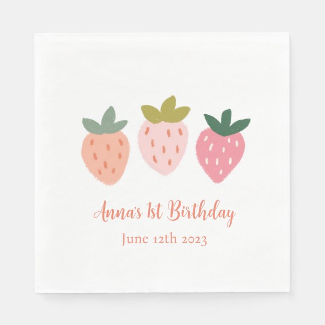 Serviette En Papier Fraise mignonne (Devant)