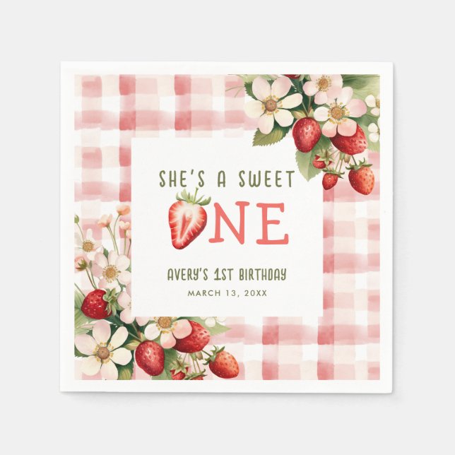 Serviette En Papier Fraise première fête d'anniversaire Berry (Devant)