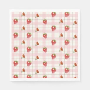 Serviette En Papier Fraise rose Berry Sweet En vichy Parti