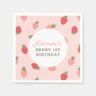 Serviette En Papier Fraise rose fête d'anniversaire