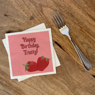 Serviette En Papier Fraise rouge et rose