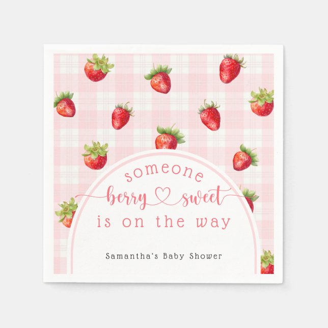 Serviette En Papier Fraise sucrée couche rustique bébé fille douche (Devant)