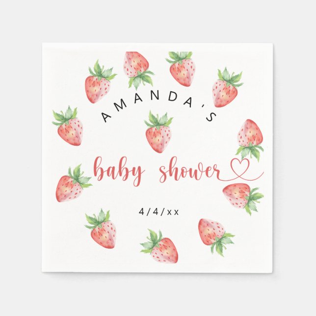 Serviette En Papier Fraises - Baby shower (Devant)