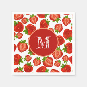 Serviette En Papier Fraises Motif rouge