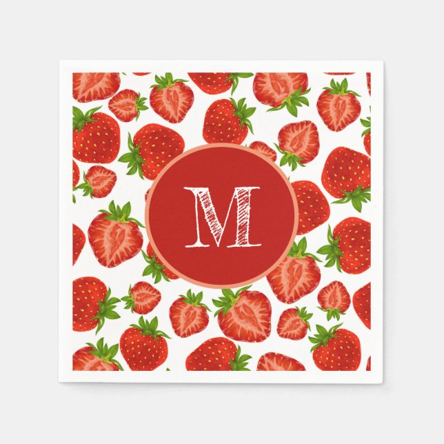 Serviette En Papier Fraises Motif rouge (Devant)
