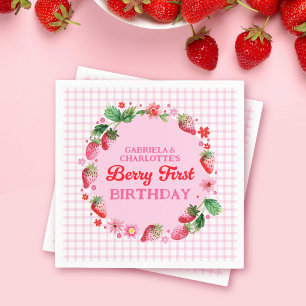 Serviette En Papier Fraises Twin Sisters Joint Berry 1er Anniversaire