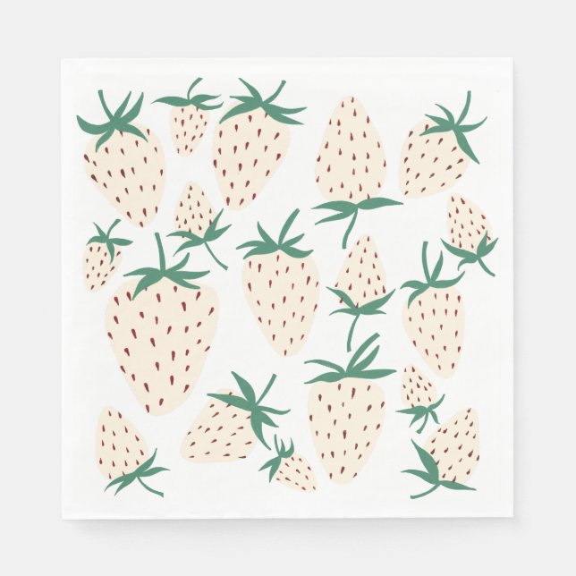 Serviette En Papier Fraisier Blanc Pineberry Mariage sur mesure (Devant)