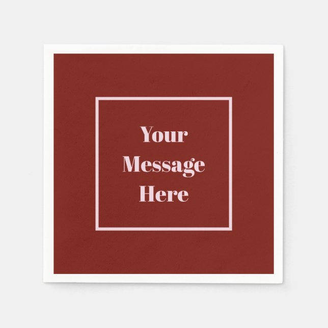 Serviette En Papier Framboise à message personnalisé et partie rose pâ (Devant)