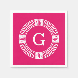 Serviette En Papier Framboise Wht Grille Grecque Cadre De Rand Premier