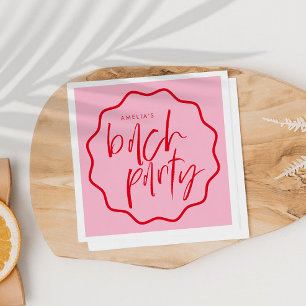 Serviette En Papier Frame Wavy Rouge Et Rose Bachelorette Favoriser
