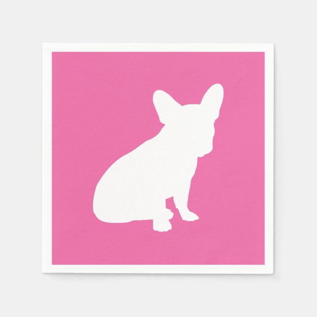 Serviette En Papier Français Baby shower Buldog Français Rose (Devant)