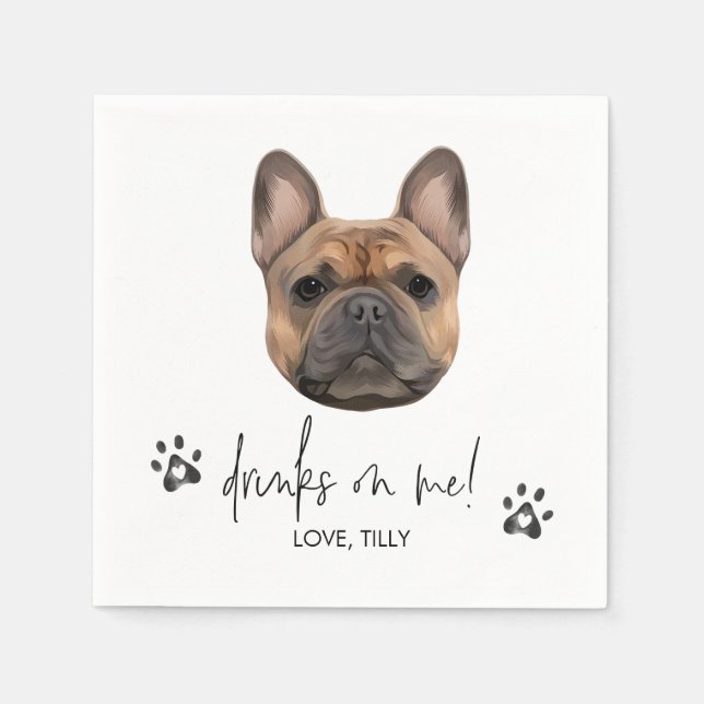 Serviette En Papier Français Français Bulldog Pet Napkin Chien Mariage (Devant)