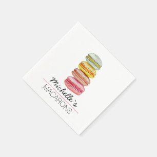 Serviette En Papier Français Macarons aquarelle peinte à la main
